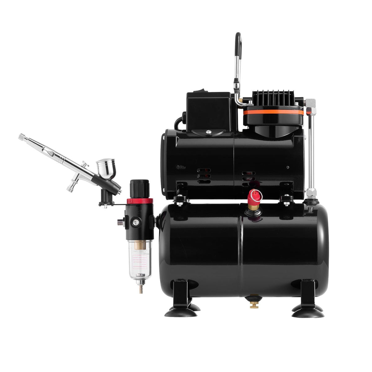 Airbrush Kit, 1/6 HP, Air Brush Kit with Air Compressor and Tank, 1 Dual-Action Professional Airbrush with 3 Tips, Acrylic Paint, Low Noise, for Cake Decorating, Model Painting, Nail Art