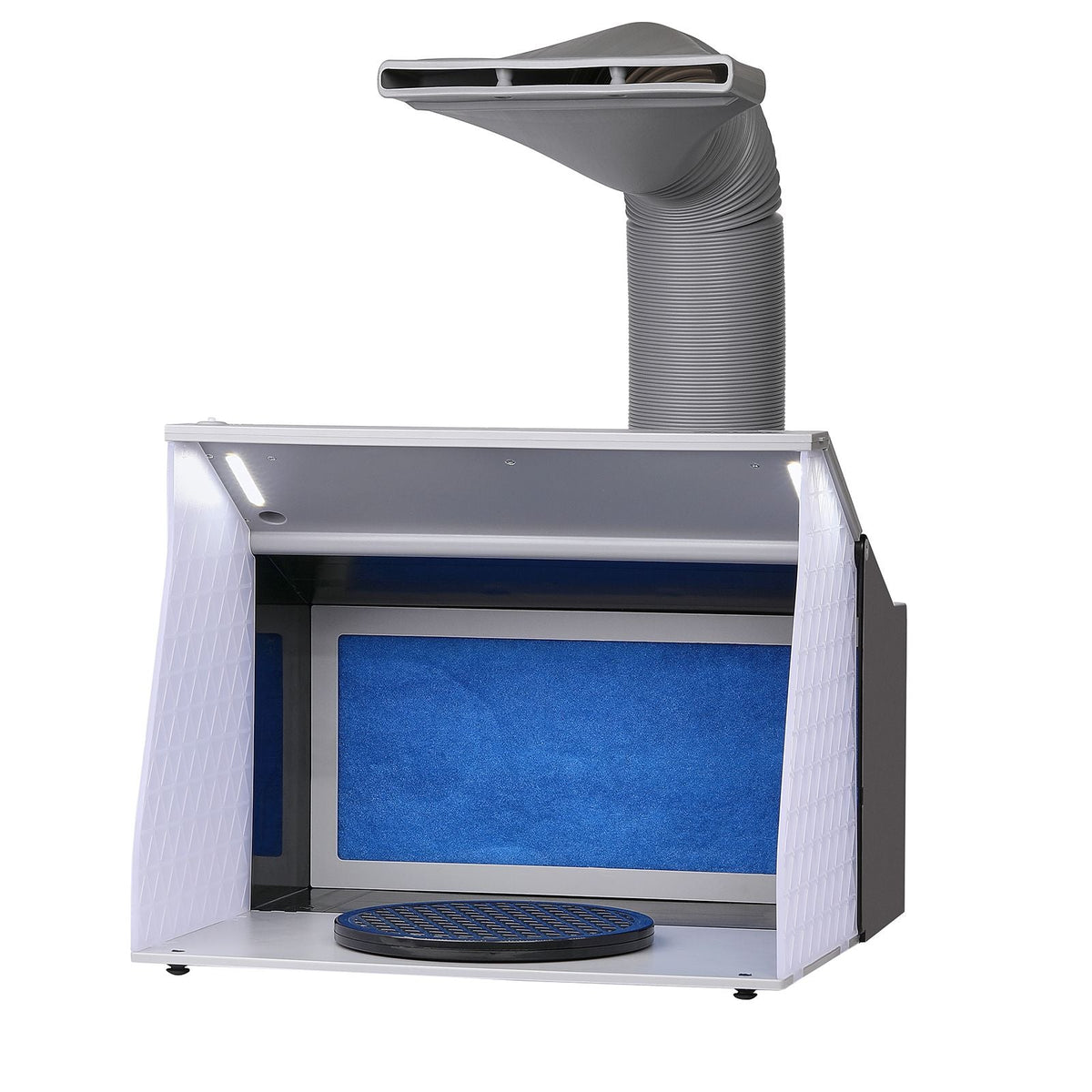 Airbrush Spray Booth, Portable Hobby Airbrush Paint Spray Booth Kit with 4 LED Light, Powerful Dual Exhaust Fans, Turntable and 6 ft Extension Hose, for Painting Models, Arts, Crafts, Cakes