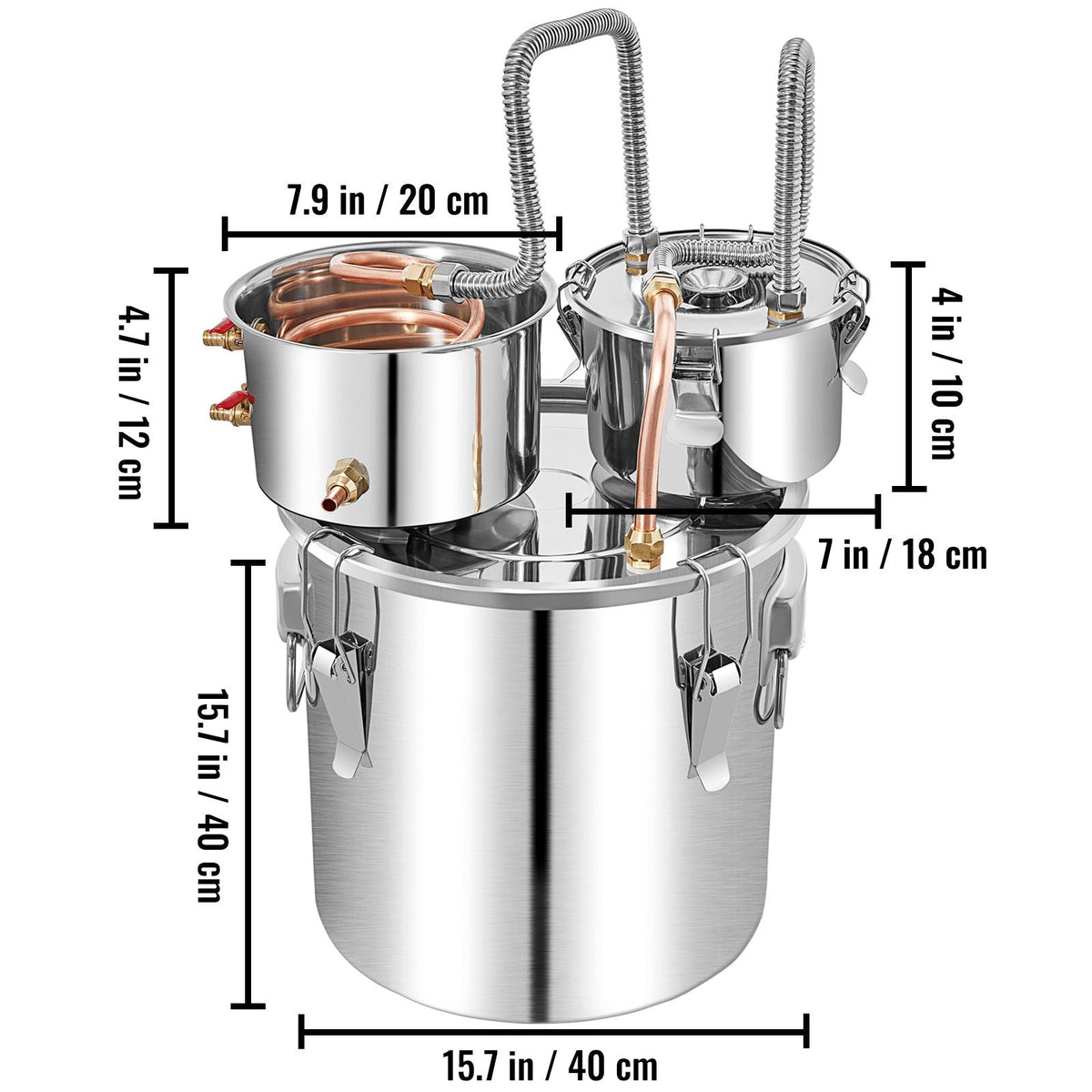 Alcohol Still, 13.2Gal / 50L Stainless Steel Water Alcohol Distiller Copper Tube Home Brewing Kit Build-in Thermometer for DIY Whisky Wine Brandy, Silver