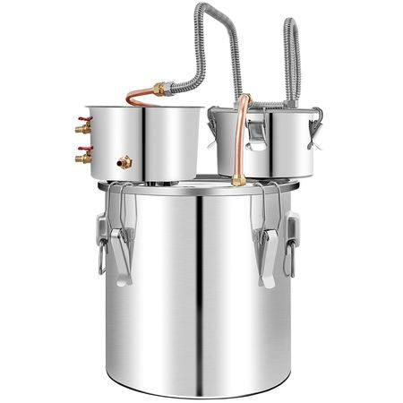 Alcohol Still, 13.2Gal / 50L Stainless Steel Water Alcohol Distiller Copper Tube Home Brewing Kit Build-in Thermometer for DIY Whisky Wine Brandy, Silver