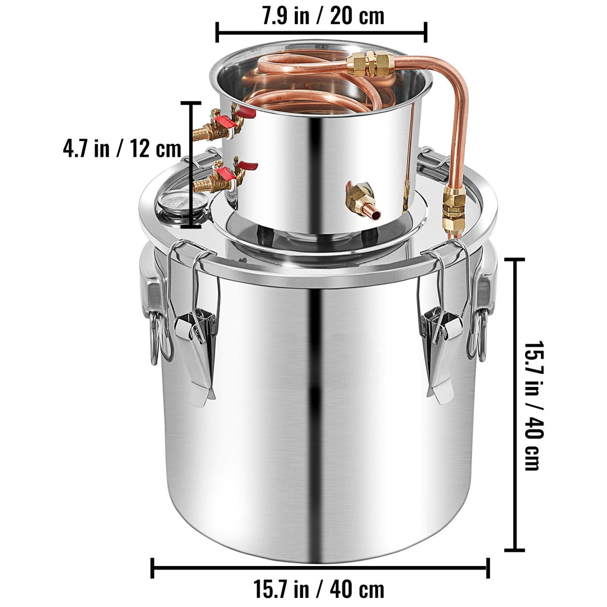 Alcohol Still 13.2Gal/50L, Alcohol Distiller with Circulating Pump, Alcohol Still Copper Tube, Whiskey Distilling Kit with Build-In Thermometer, Whiskey Making Kit for DIY Alcohol, Stainless Ste