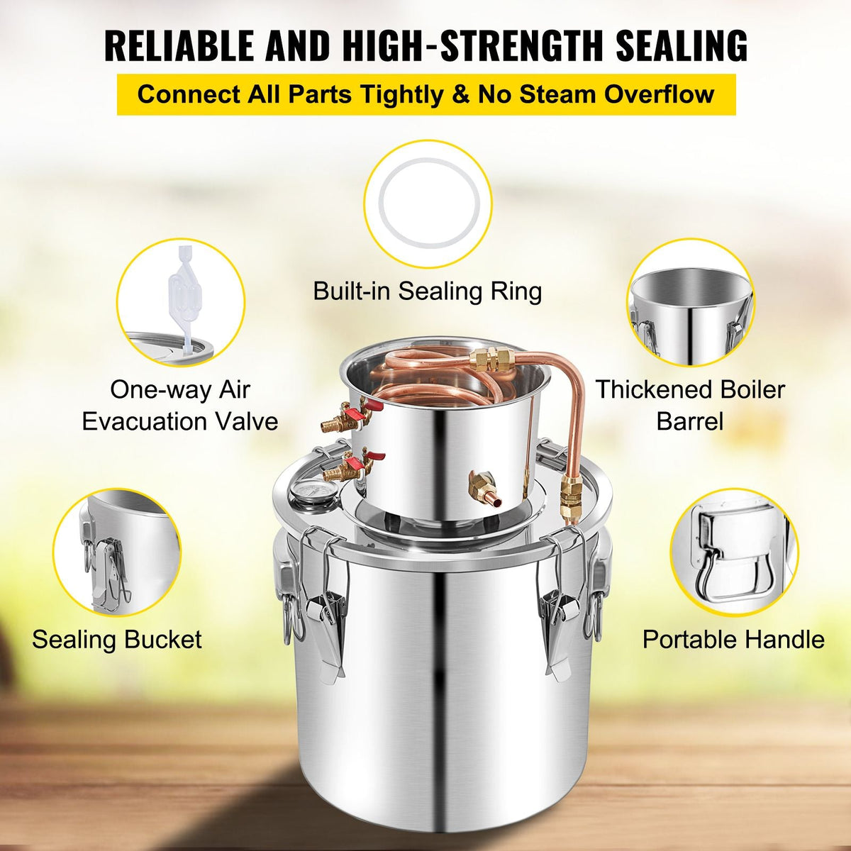 Alcohol Still 13.2Gal/50L, Alcohol Distiller with Circulating Pump, Alcohol Still Copper Tube, Whiskey Distilling Kit with Build-In Thermometer, Whiskey Making Kit for DIY Alcohol, Stainless Ste