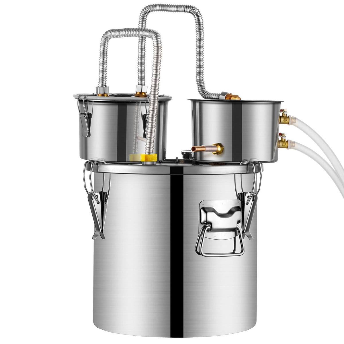 Alcohol Still, 3 Gal / 11.4 L Stainless Steel Water Alcohol Distiller with Copper Coil for Fast Cooling, Dual Condenser Distiller Kit with Secondary Distillation, for Wine Whisky Brandy, Silver