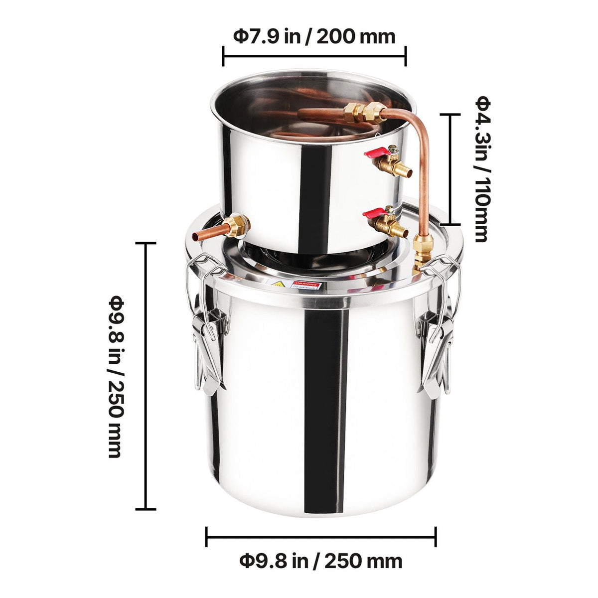 Alcohol Still, 3 Gal / 11.4 L Stainless Steel Water Alcohol Distiller with Copper Coil, Home Brewing Refining Fermentation Kit with Thermometer, for Wine Whisky Brandy, Silver