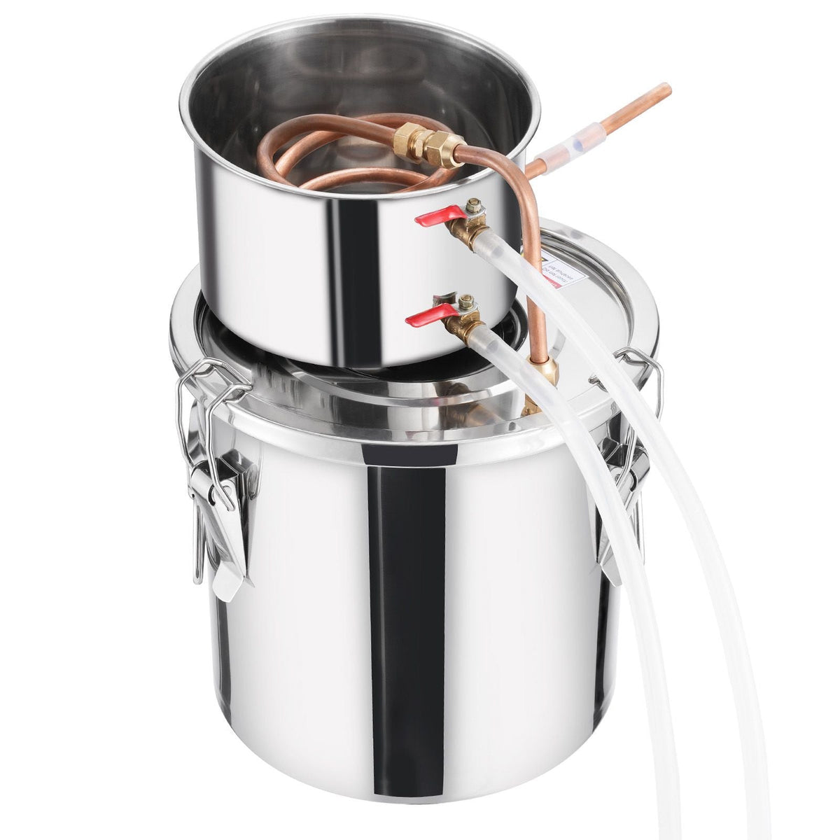 Alcohol Still, 3 Gal / 11.4 L Stainless Steel Water Alcohol Distiller with Copper Coil, Home Brewing Refining Fermentation Kit with Thermometer & Pump, for Wine Whisky Brandy, Silver