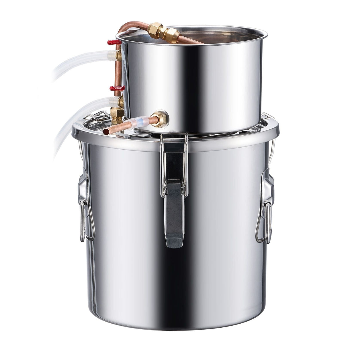 Alcohol Still, 3 Gal / 11.4 L Stainless Steel Water Alcohol Distiller with Copper Coil, Home Brewing Refining Fermentation Kit with Thermometer & Pump, for Wine Whisky Brandy, Silver