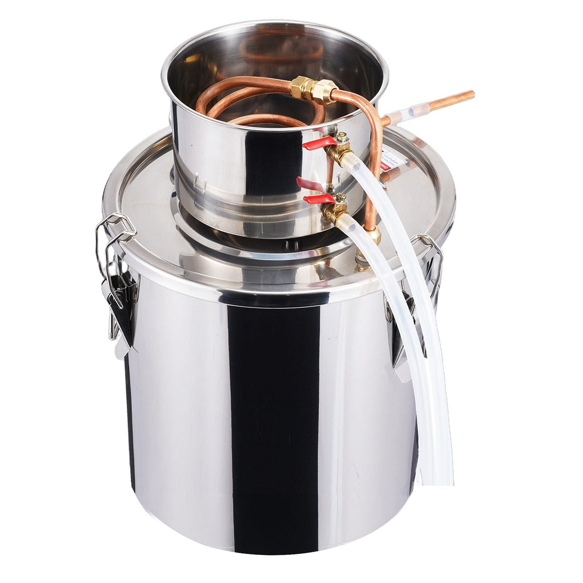 Alcohol Still, 5 Gal / 19 L Stainless Steel Water Alcohol Distiller with Copper Coil, Home Brewing Refining Fermentation Kit with Thermometer, for Wine Whisky Brandy, Silver