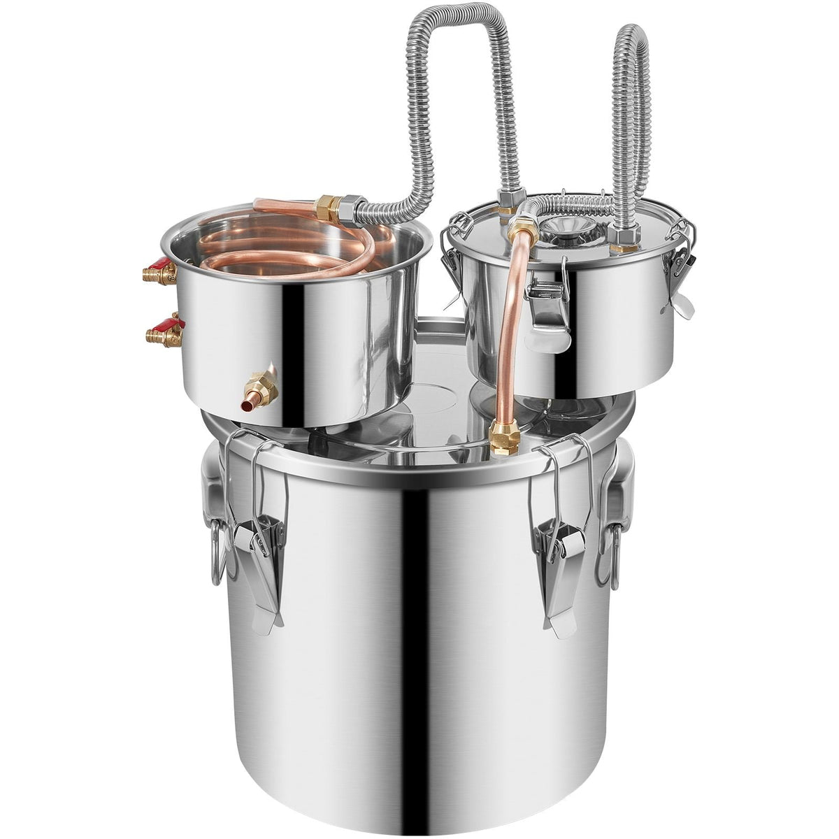 Alcohol Still, 5 Gallon, Stainless Steel Alcohol Distiller with Copper Tube & Build-in Thermometer & Water Pump, Double Thumper Keg Home Brewing Kit, for DIY Whiskey Wine Brandy