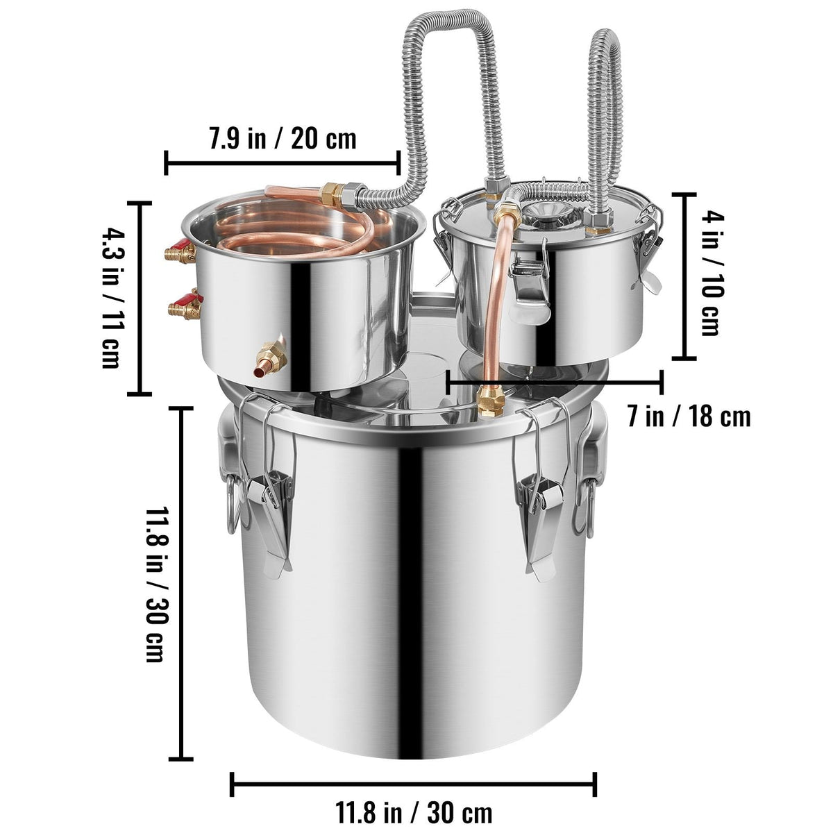 Alcohol Still, 5 Gallon, Stainless Steel Alcohol Distiller with Copper Tube & Build-in Thermometer & Water Pump, Double Thumper Keg Home Brewing Kit, for DIY Whiskey Wine Brandy