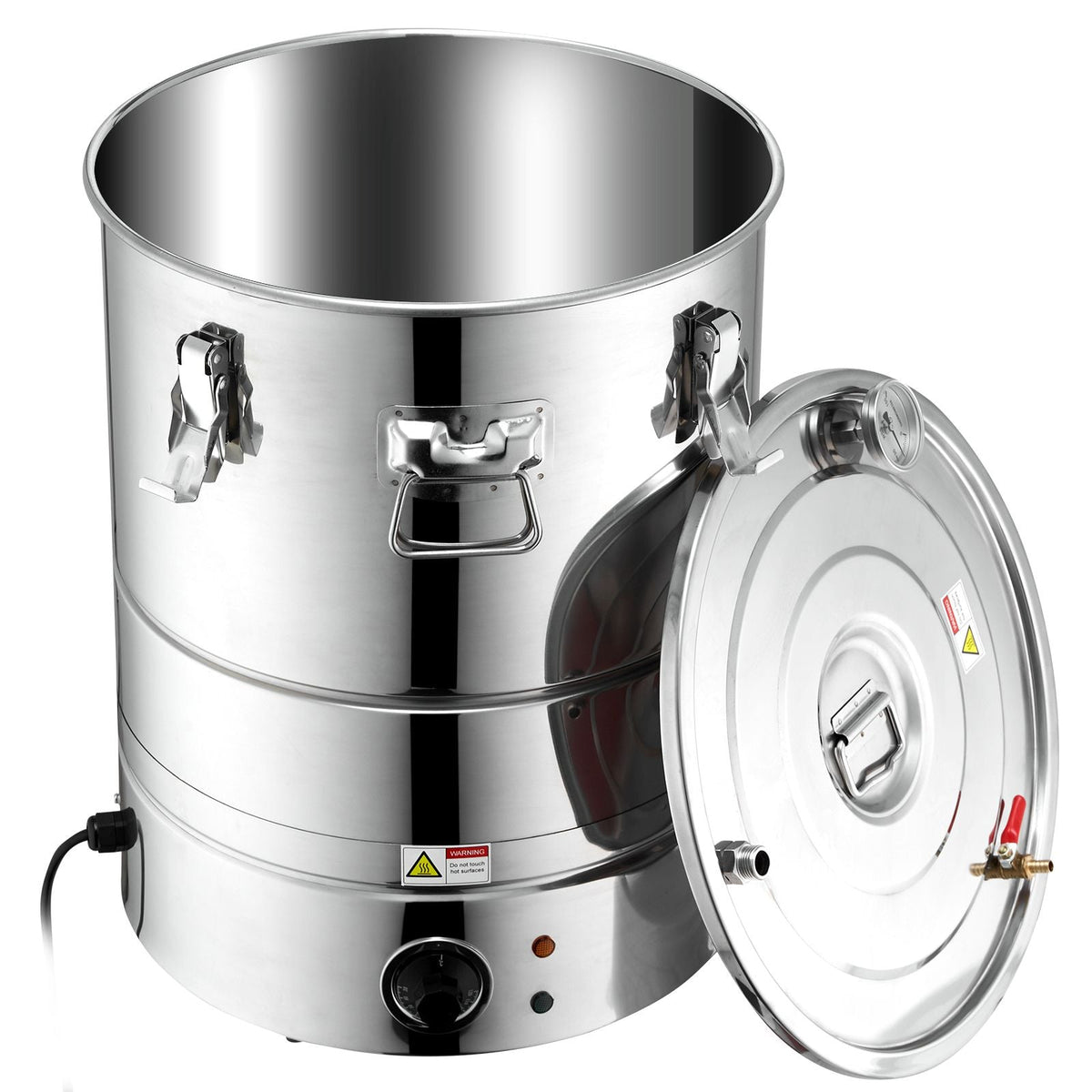 Alcohol Still, 9 Gal 30L Water Alcohol Distiller, Home Distillery Kit include Stainless Steel Tube & Pump & One-way Exhaust Valve & Thermometer (30-120 Celsius) for Whisky Wine Brandy, Silver