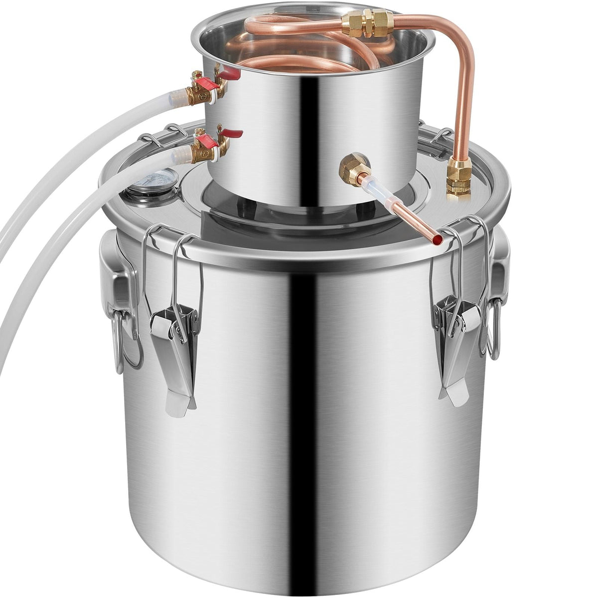 Alcohol Still 9.6Gal/38L, Alcohol Distiller with Circulating Pump, Alcohol Still Copper Tube, Whiskey Distilling Kit with Build-In Thermometer, Whiskey Making Kit for DIY Alcohol, Stainless Stee