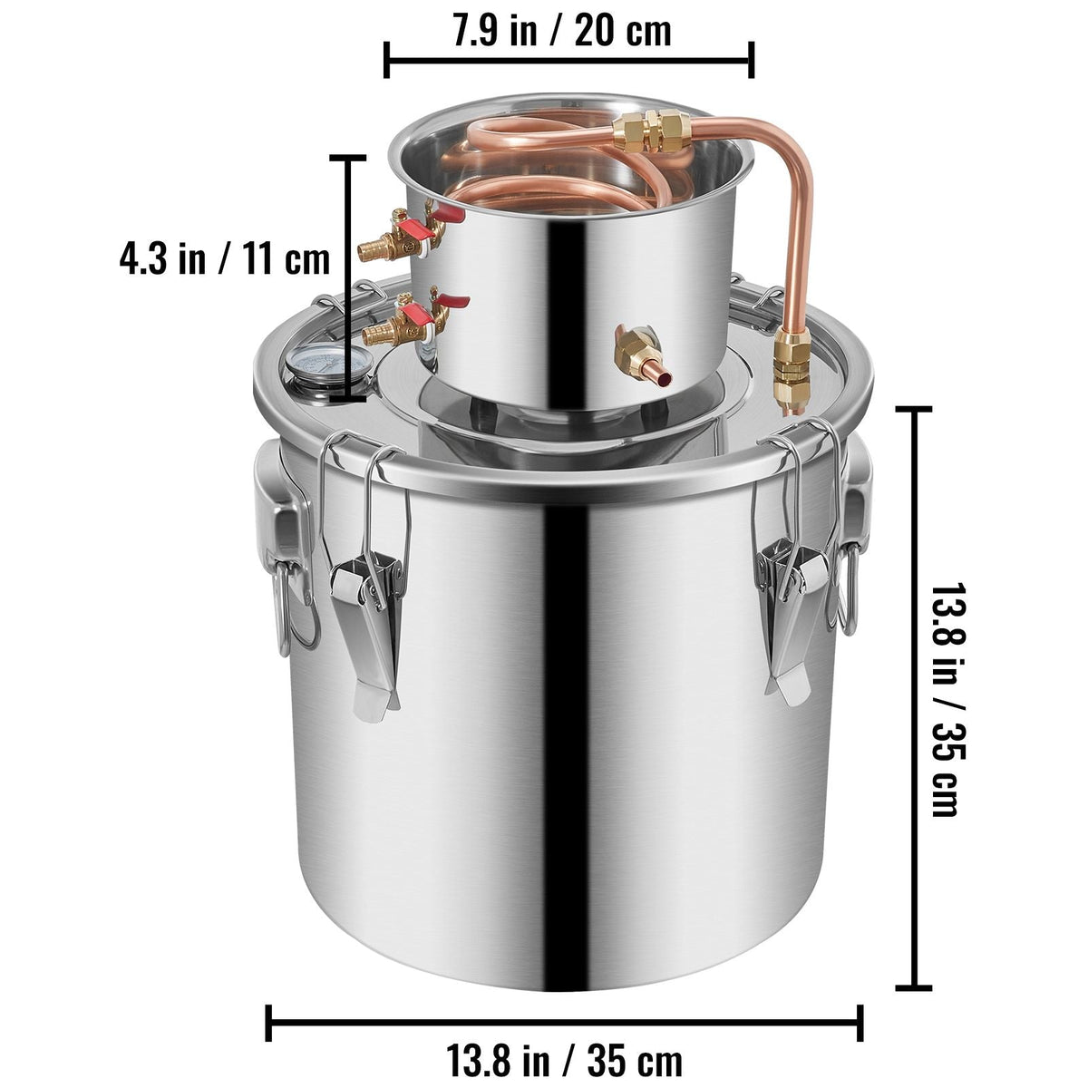 Alcohol Still 9.6Gal/38L, Alcohol Distiller with Circulating Pump, Alcohol Still Copper Tube, Whiskey Distilling Kit with Build-In Thermometer, Whiskey Making Kit for DIY Alcohol, Stainless Stee