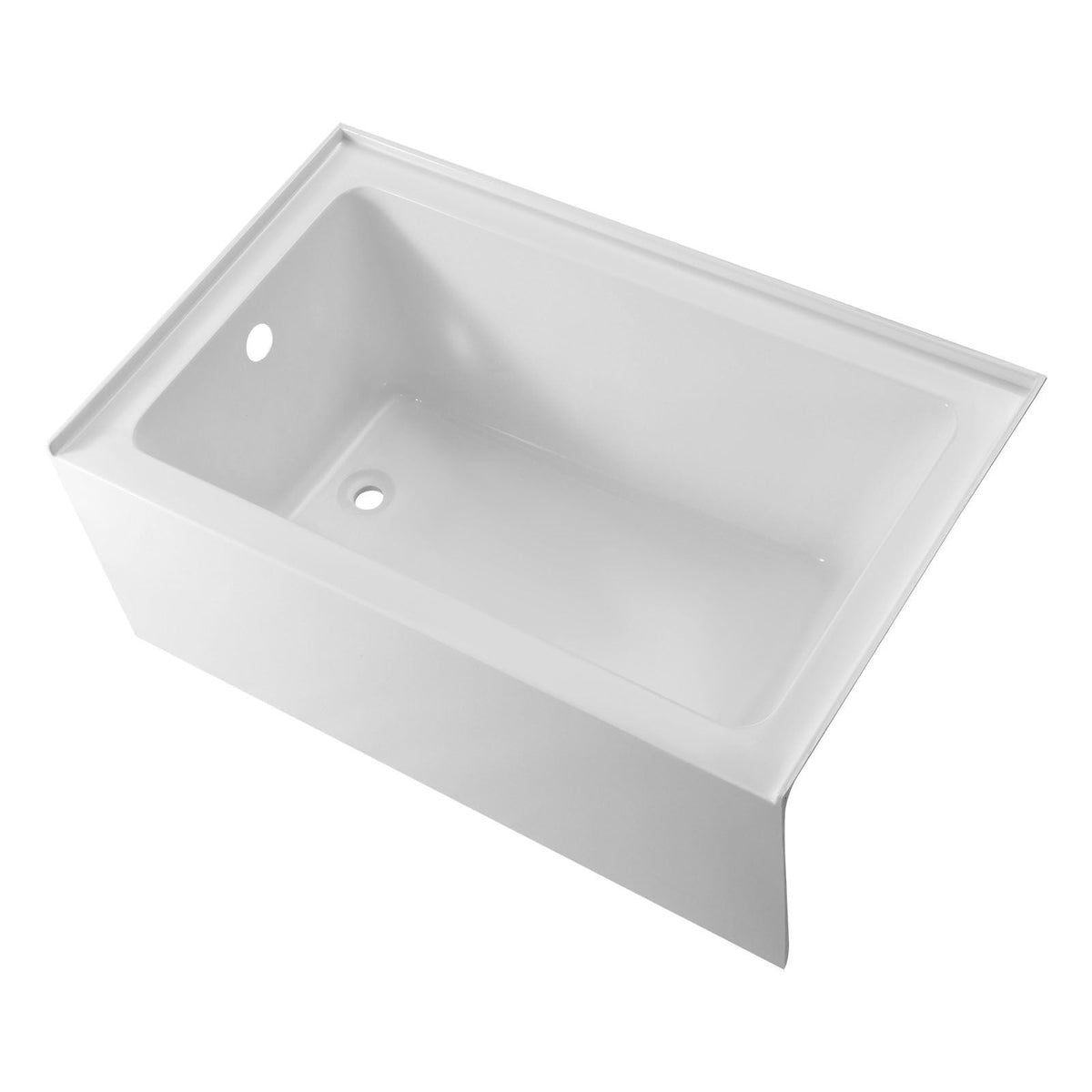 Alcove Bathtub, 48" x 30" Contemporary Alcove Acrylic Bathtub, Soaking Bath Tub with Left Hand Drain and Overflow Hole, Large Rectangular Deep Soak Tub for Bathroom with Integral Flange, White