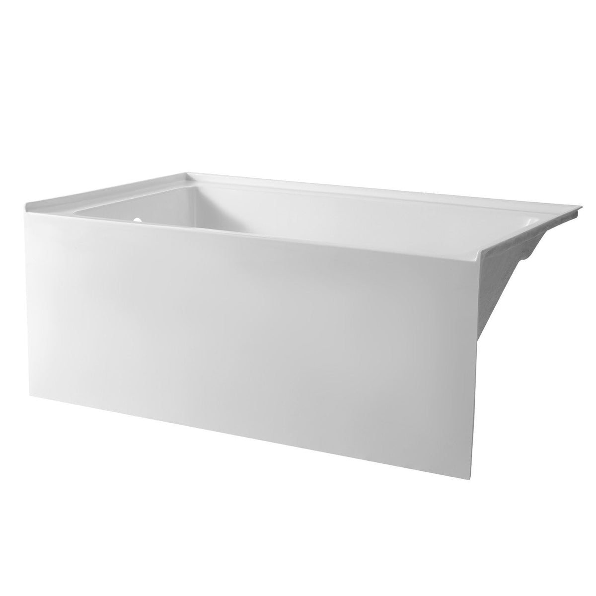 Alcove Bathtub, 48" x 30" Contemporary Alcove Acrylic Bathtub, Soaking Bath Tub with Left Hand Drain and Overflow Hole, Large Rectangular Deep Soak Tub for Bathroom with Integral Flange, White