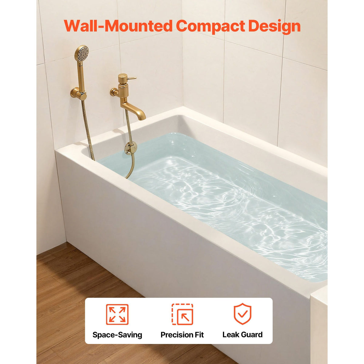 Alcove Bathtub, 54" x 30" Contemporary Alcove Acrylic Bathtub, Soaking Bath Tub with Right Hand Drain and Overflow Hole, Large Rectangular Deep Soak Tub for Bathroom with Integral Flange, White