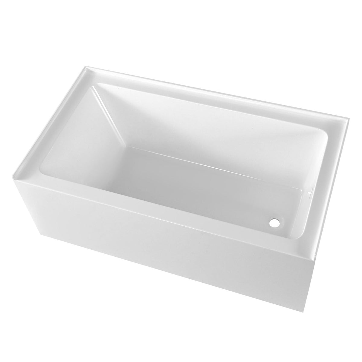 Alcove Bathtub, 54" x 30" Contemporary Alcove Acrylic Bathtub, Soaking Bath Tub with Right Hand Drain and Overflow Hole, Large Rectangular Deep Soak Tub for Bathroom with Integral Flange, White