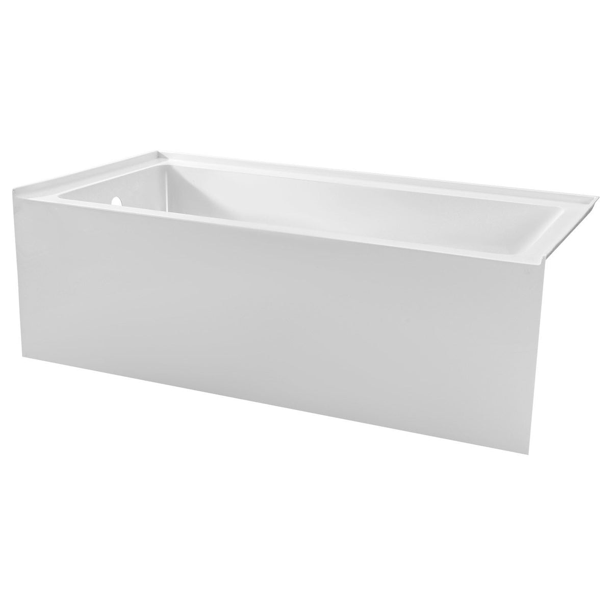 Alcove Bathtub, 60" x 30" Contemporary Alcove Acrylic Bathtub, Soaking Bath Tub with Left Hand Drain and Overflow Hole, Large Rectangular Deep Soak Tub for Bathroom with Integral Flange, White