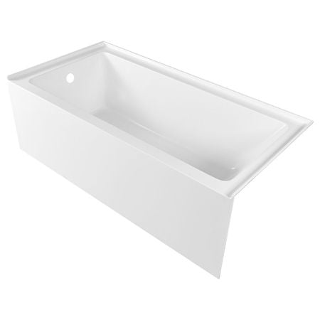 Alcove Bathtub, 60" x 30" Contemporary Alcove Acrylic Bathtub, Soaking Bath Tub with Left Hand Drain and Overflow Hole, Large Rectangular Deep Soak Tub for Bathroom with Integral Flange, White