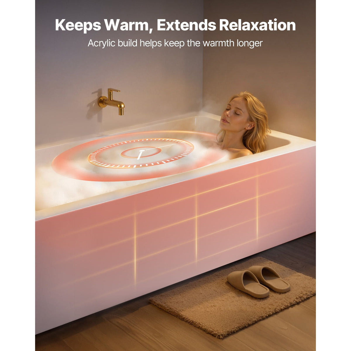 Alcove Bathtub, 60" x 30" Contemporary Alcove Acrylic Bathtub, Soaking Bath Tub with Left Hand Drain and Overflow Hole, Large Rectangular Deep Soak Tub for Bathroom with Integral Flange, White