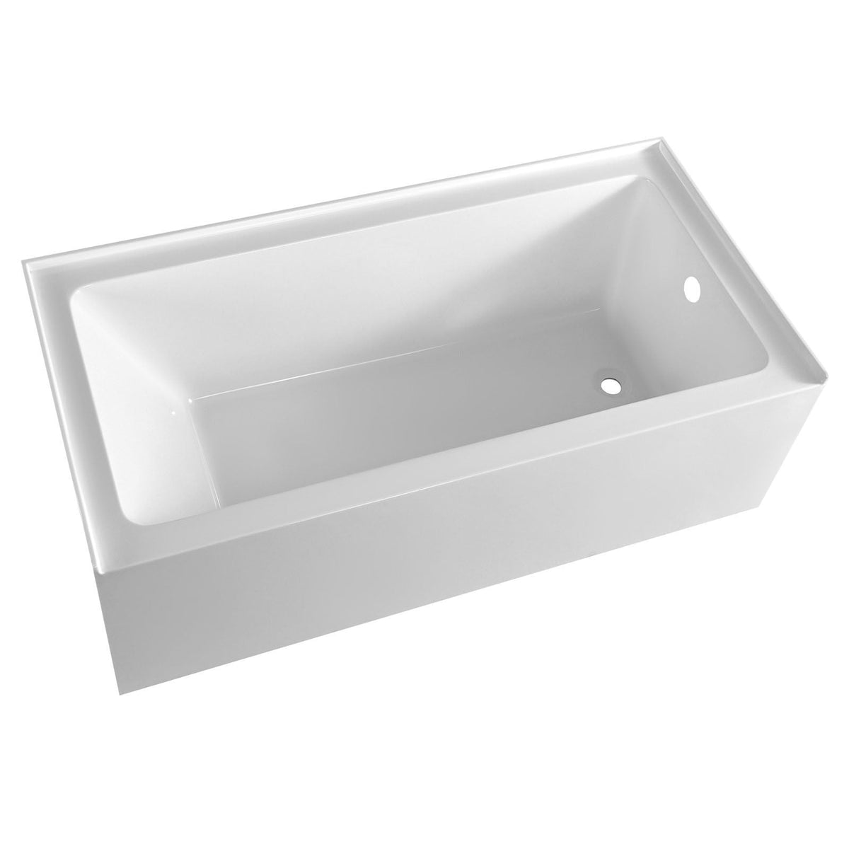 Alcove Bathtub, 60" x 30" Contemporary Alcove Acrylic Bathtub, Soaking Bath Tub with Right Hand Drain and Overflow Hole, Large Rectangular Deep Soak Tub for Bathroom with Integral Flange, White