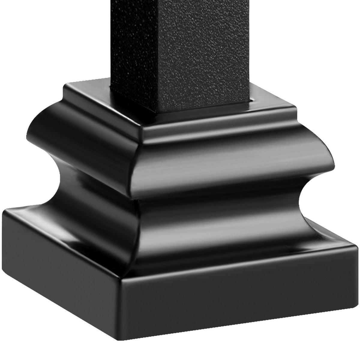 Aluminum Alloy Baluster Shoes Stair Flat Shoe with Screw Holes for 1/2 Inch Square Scroll Basket Twist Knuckle Staircase Balusters Metal Spindle Railing, Satin Black (50 Pcs)