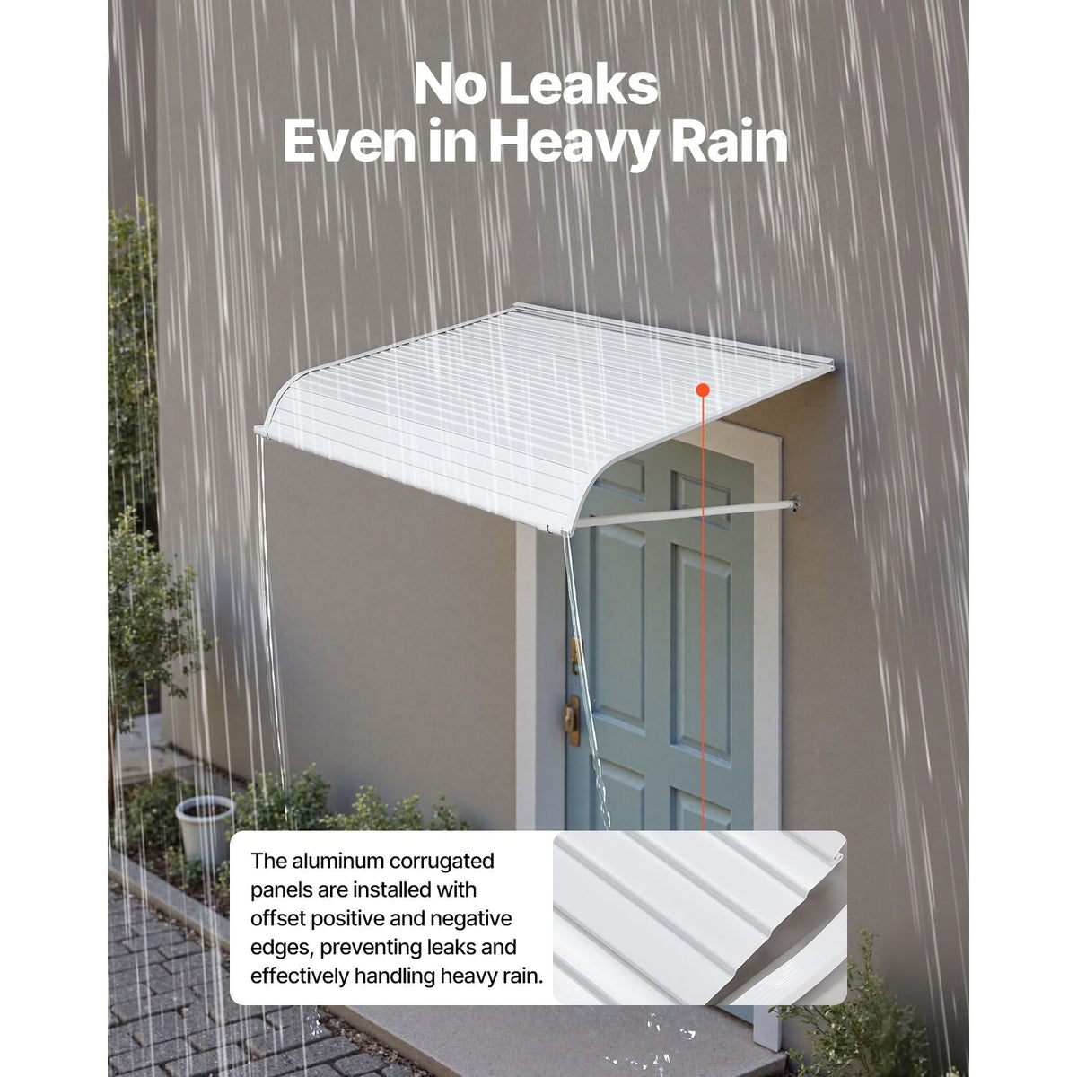 Aluminum Awning 48 x 42 in, Durable Window Awning Door Canopy, Lightweight and Stable Aluminum Exterior Awnings Rain Snow Sunlight Protection for Door Entrance Windows Patio Porch