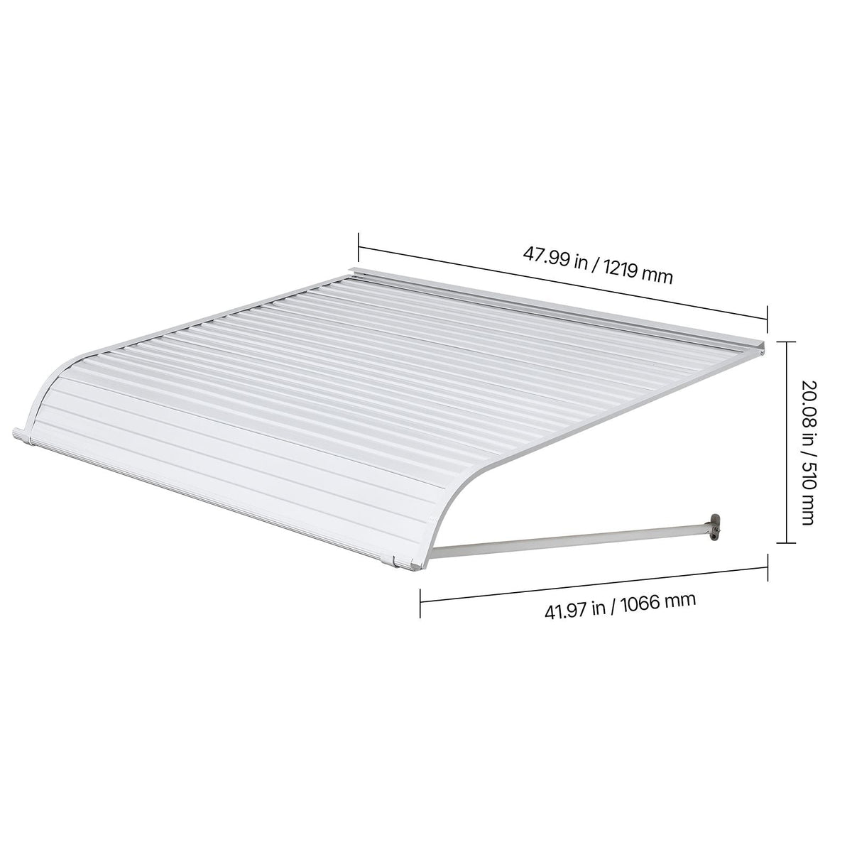 Aluminum Awning 48 x 42 in, Durable Window Awning Door Canopy, Lightweight and Stable Aluminum Exterior Awnings Rain Snow Sunlight Protection for Door Entrance Windows Patio Porch