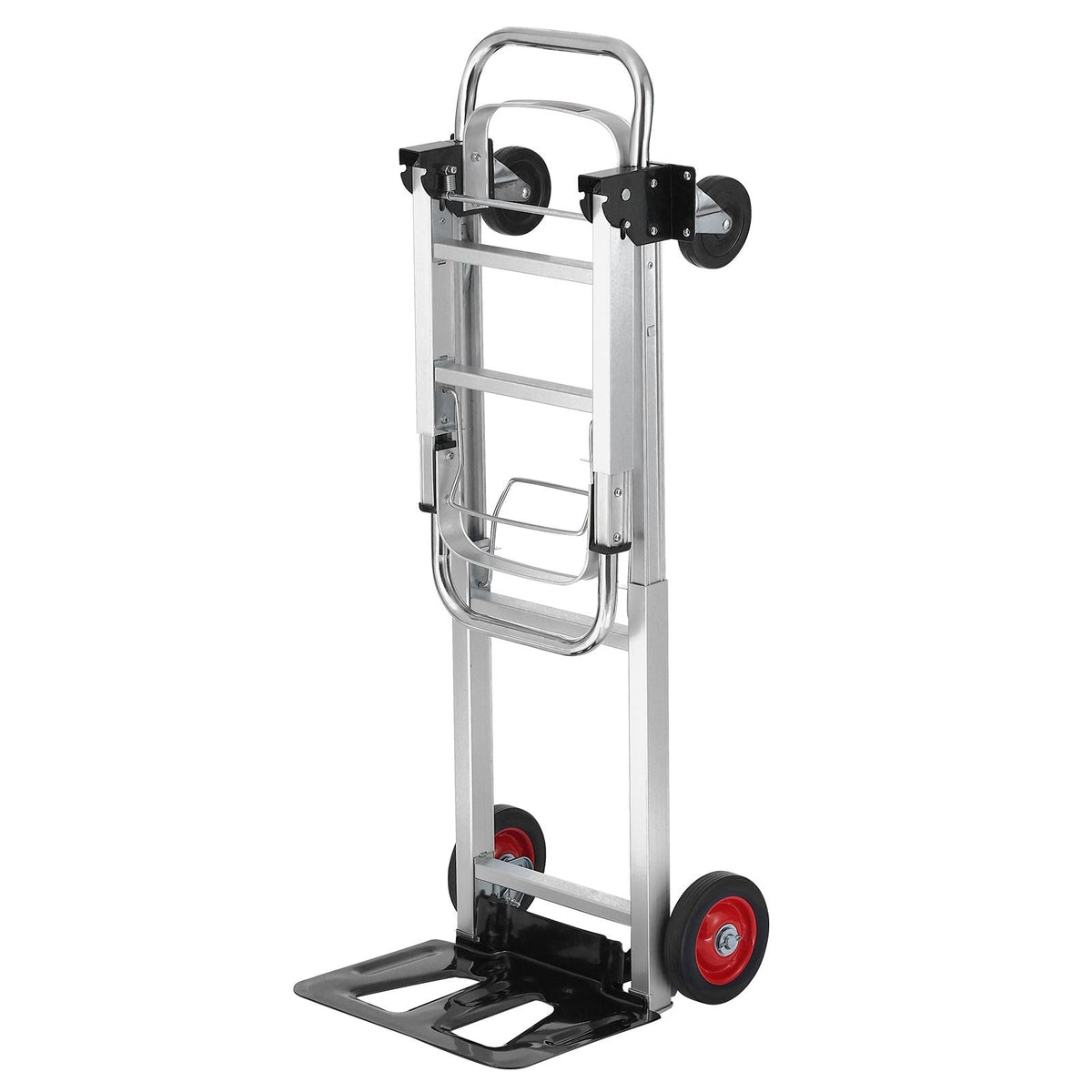 Aluminum Folding Hand Truck, 2 in 1 Design 400 lbs Capacity, Heavy Duty Industrial Collapsible cart, Dolly Cart with Rubber Wheels for Transport and Moving in Warehouse, Supermarket, Garden