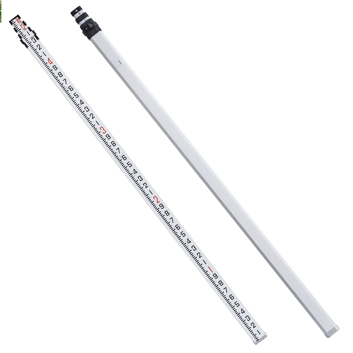Aluminum Grade Rod, 16-Feet/10ths 4 Sections Telescopic Measuring Rod,Double-Sided Scale 1/10ft Leveling Rod Stick,Aluminum Alloy Survey Rod w/ Bubble Level &Carrying Bag for Houses,Walls,Floors