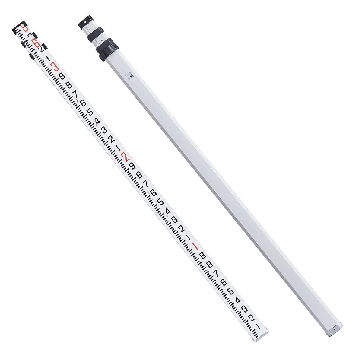 Aluminum Grade Rod, 9-Feet/10ths 3 Sections Telescopic Measuring Rod,Double-Sided Scale 1/10ft Leveling Rod Stick,Aluminum Alloy Survey Rod with Bubble Level&Carrying Bag for Houses,Walls,Floors