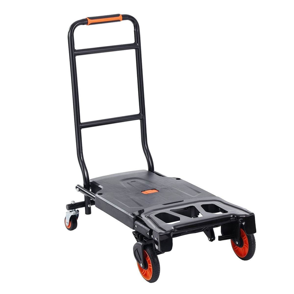 Aluminum Hand Truck, 2 in 1, 300 lbs Load Capacity, Heavy Duty Industrial Convertible Folding Hand Truck and Dolly, Utility Cart Converts from Hand Truck to Platform Cart with Rubber Wheels