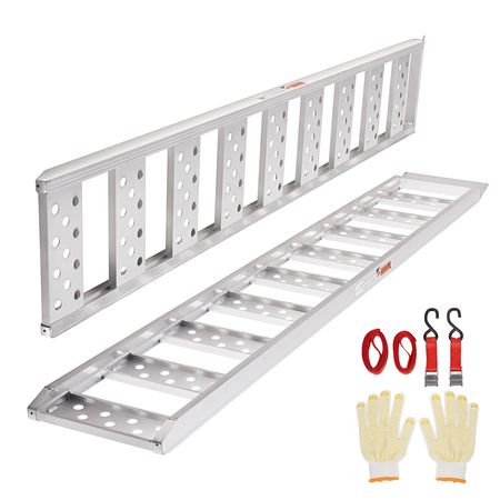 Aluminum Ramps, 1250lbs, Straight Ramp with Treads and Load Straps, Portable Loading Ramp for Motorcycles, ATVs, Trucks, Lawn Mower, Dirt Bike, Garden Tractor, 78"L x 12"W, 2Pcs