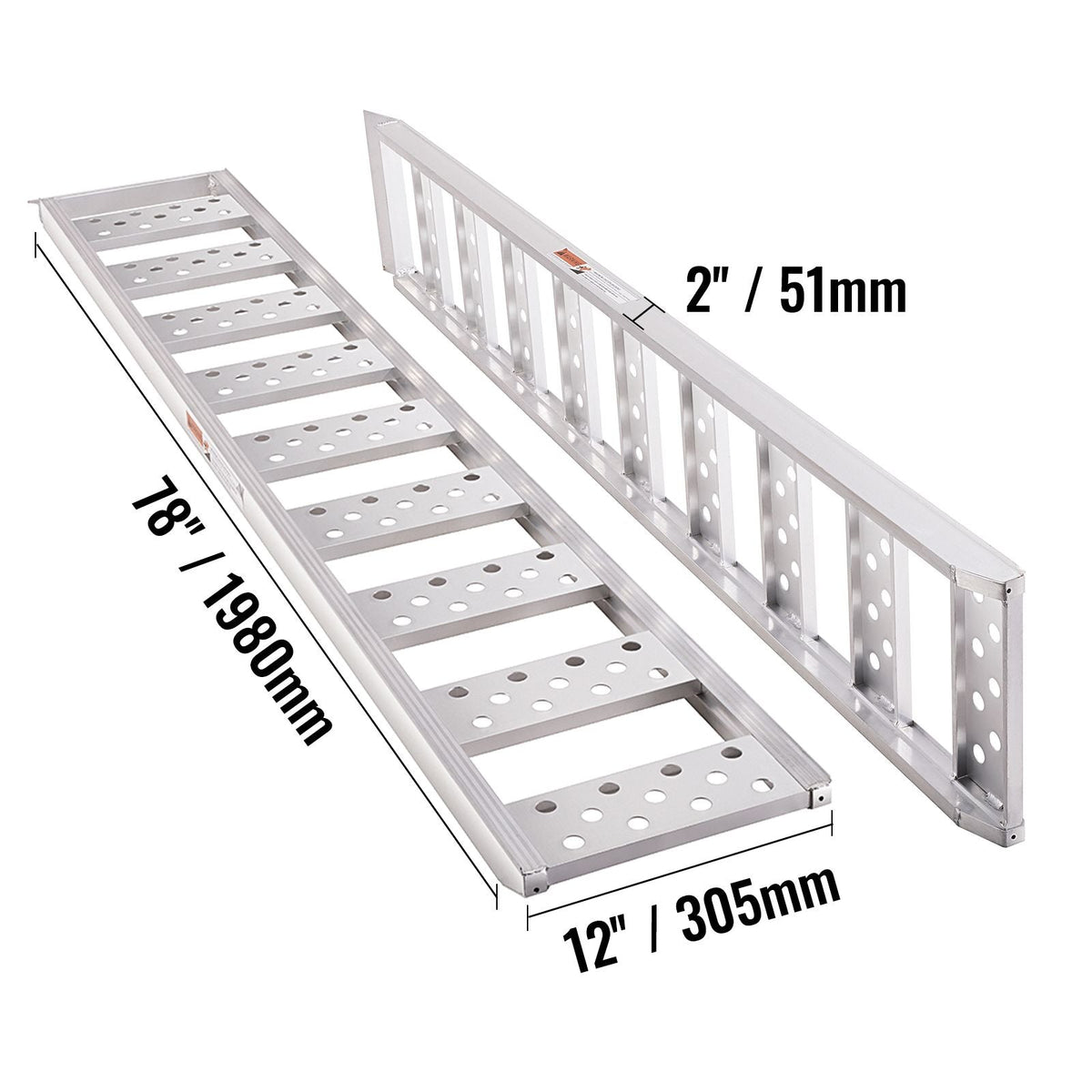 Aluminum Ramps, 1250lbs, Straight Ramp with Treads and Load Straps, Portable Loading Ramp for Motorcycles, ATVs, Trucks, Lawn Mower, Dirt Bike, Garden Tractor, 78"L x 12"W, 2Pcs