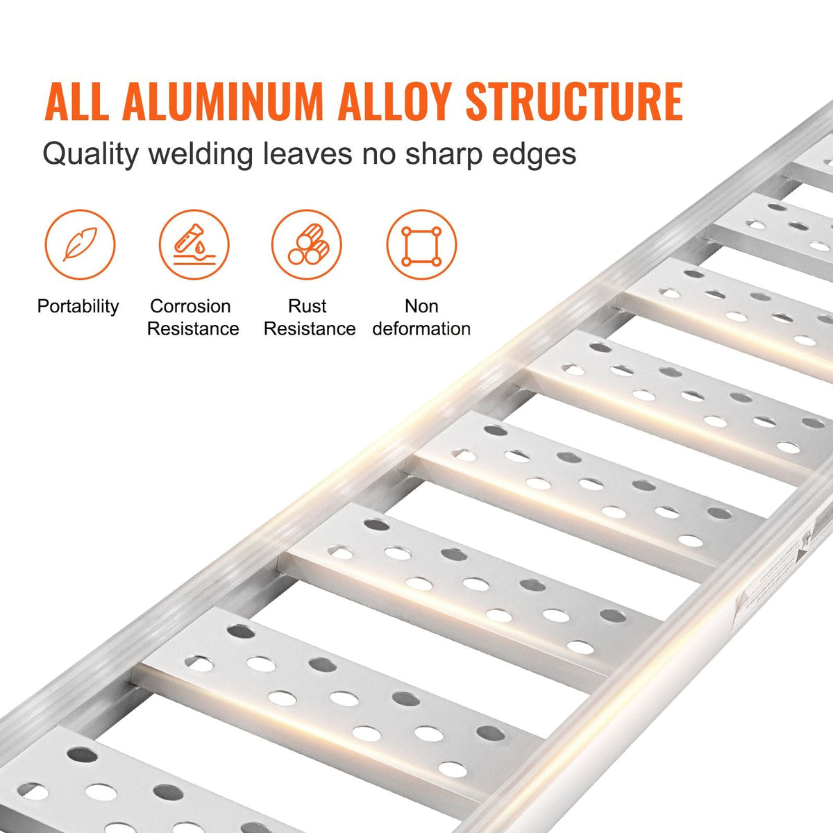 Aluminum Ramps, 1250lbs, Straight Ramp with Treads and Load Straps, Portable Loading Ramp for Motorcycles, ATVs, Trucks, Lawn Mower, Dirt Bike, Garden Tractor, 78"L x 12"W, 2Pcs