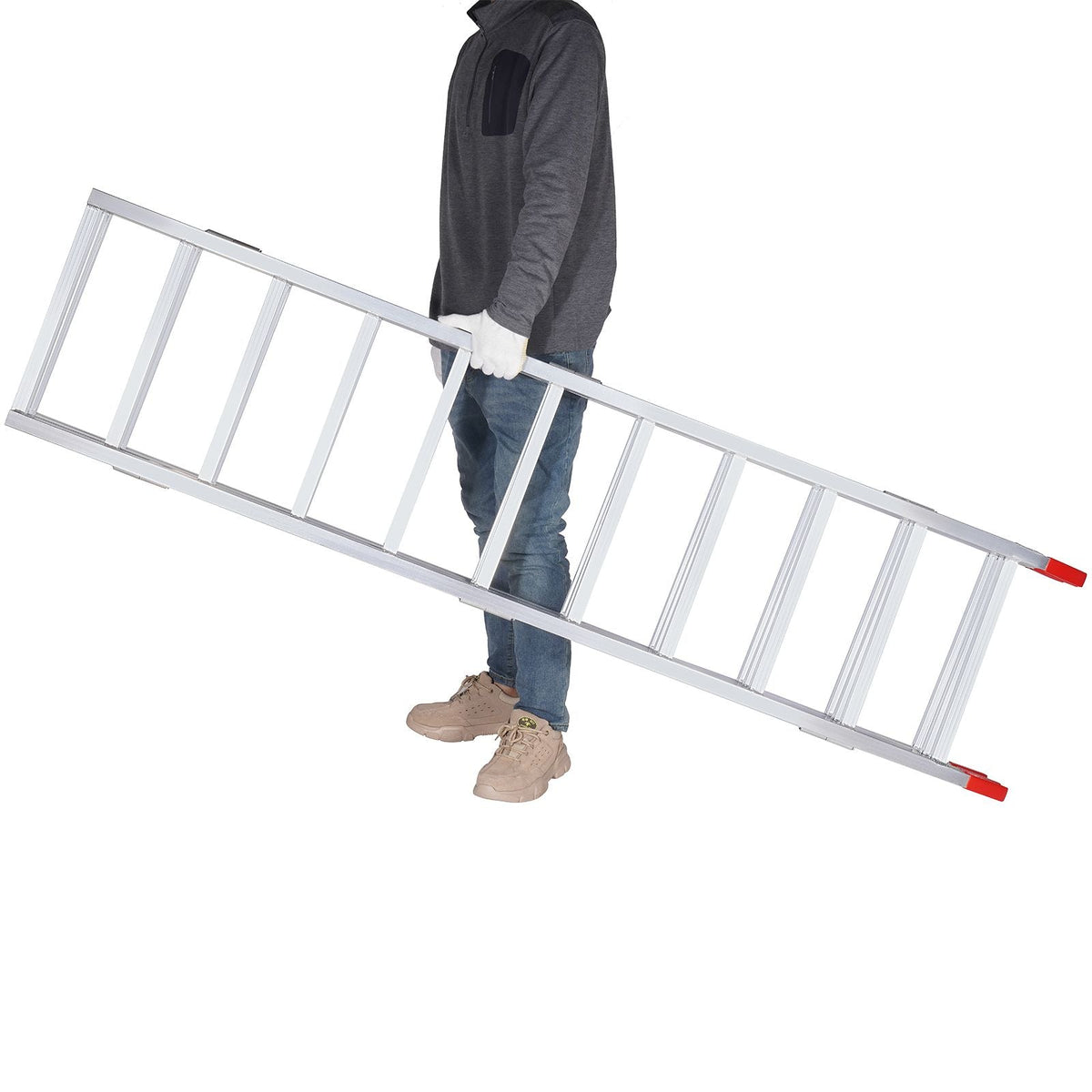 Aluminum Ramps, 1500 lbs, Tri-Fold Ramp with Load Straps, Folding Loading Ramp for Motorcycle, Tractor, ATV/UTV, Trucks, Lawn Mower, Snow Blower, 77"L x 54"W, 1 Pc