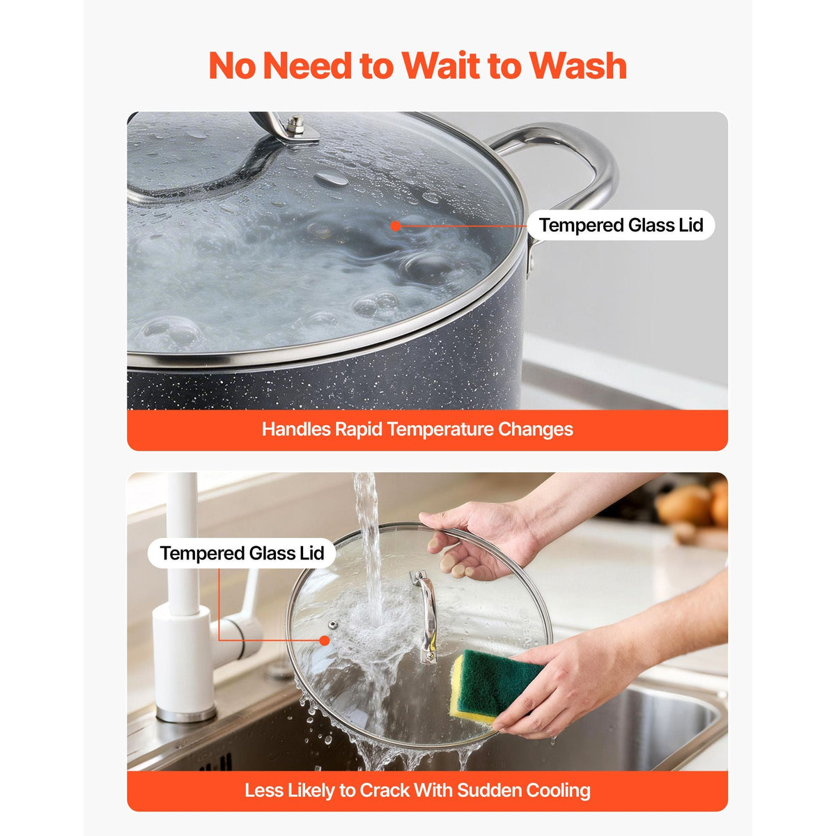 Aluminum Stock Pot, 12-Quart Nonstick Ceramic Coated Pot with Glass Lid, PFOA-Free, PFAS-Free, Compatible with Gas Stoves, Induction Cooktops, Electric Stoves, for Soups, Stews, and Pasta