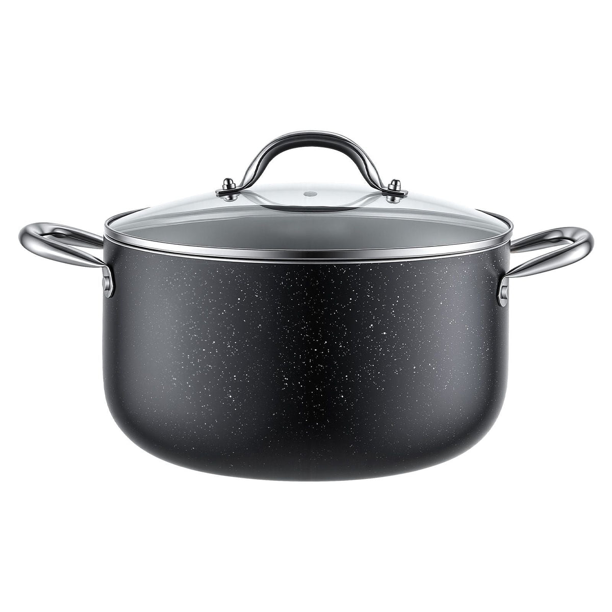 Aluminum Stock Pot, 8-Quart Nonstick Ceramic Coated Pot with Glass Lid, PFOA-Free, PFAS-Free, Compatible with Gas Stoves, Induction Cooktops, Electric Stoves, for Soups, Stews, and Pasta