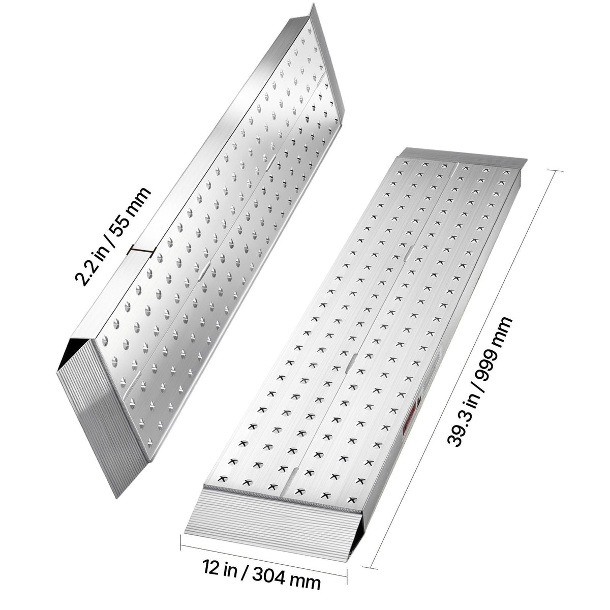 Aluminum Trailer Ramps, 2PCS 55 x 12 in, Heavy-Duty ATV Ramp Set with Anti-Slip Plates, 3000LBS Combined Capacity Loading Ramps for Motorcycles, Lawn Mowers, Farm Tractors, Carts