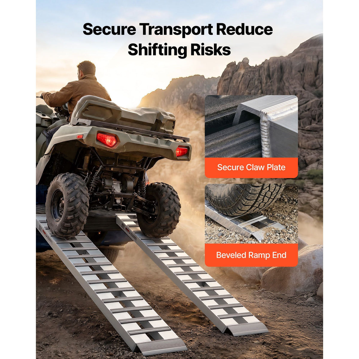 Aluminum Trailer Ramps, 2PCS 96 x 15 in, Heavy-Duty Truck Ramp Set, 10000LBS Combined Capacity ATV Loading Ramps for Pickup Trucks, Motorcycles, Lawn Mowers, Cars, Farm Tractors, Carts
