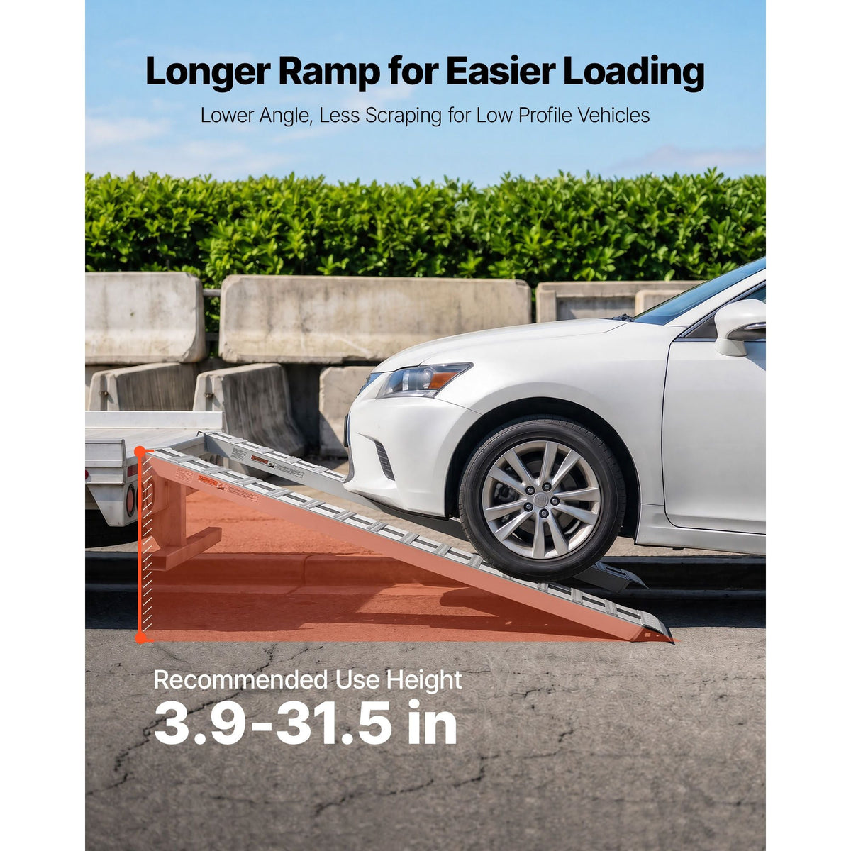 Aluminum Trailer Ramps, 2PCS 96 x 15 in, Heavy-Duty Truck Ramp Set, 10000LBS Combined Capacity ATV Loading Ramps for Pickup Trucks, Motorcycles, Lawn Mowers, Cars, Farm Tractors, Carts