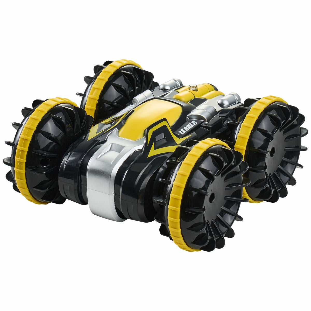 Amphibious Remote Control Car Boat, 2.4GHz 12 km/h, 4WD Waterproof RC Car for Kids, 360° Rotating Stunt Car with 2 Batteries, All Terrain Water Beach Pool Toy for 6+ Year Old Boys Girls, Yellow