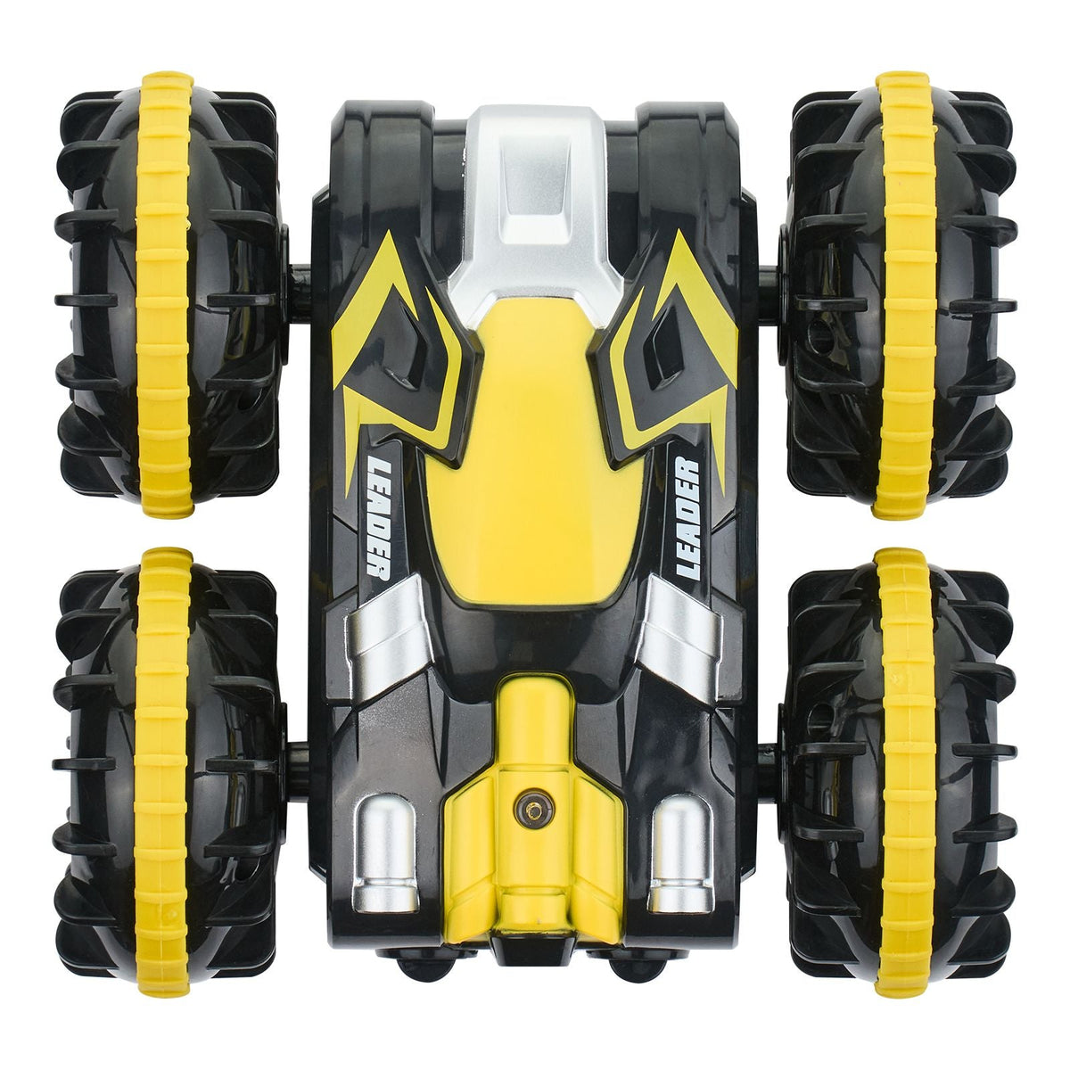 Amphibious Remote Control Car Boat, 2.4GHz 12 km/h, 4WD Waterproof RC Car for Kids, 360° Rotating Stunt Car with 2 Batteries, All Terrain Water Beach Pool Toy for 6+ Year Old Boys Girls, Yellow