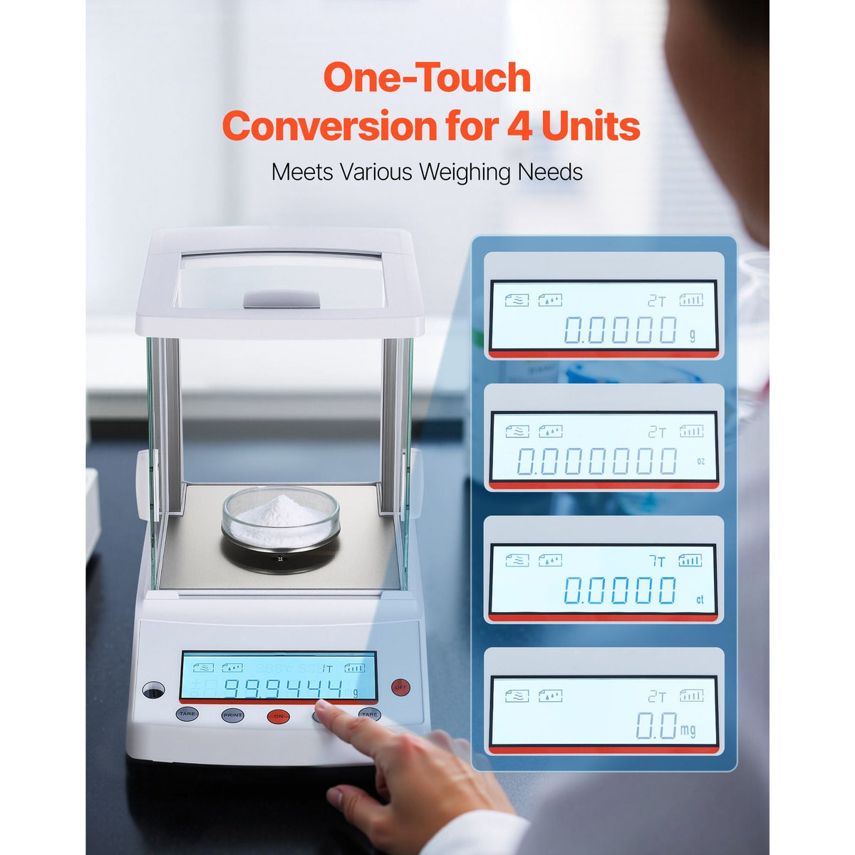 Analytical Balance, 120 g x 0.001 g High Precision Accuracy Lab Scale, g/oz/ct/mg 4 Units Electronic Digital Analytical Balance with Glass Draft Shield, for Laboratory Jewelry Pharmacy