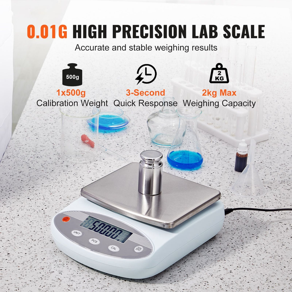 Analytical Balance, 2000g x 0.01g Accuracy High Precision Lab Scale, 13 Units Conversion Electronic Scientific Laboratory Scale, LCD Display Digital Jewelry Weighing Scale for Lab, Jewelry