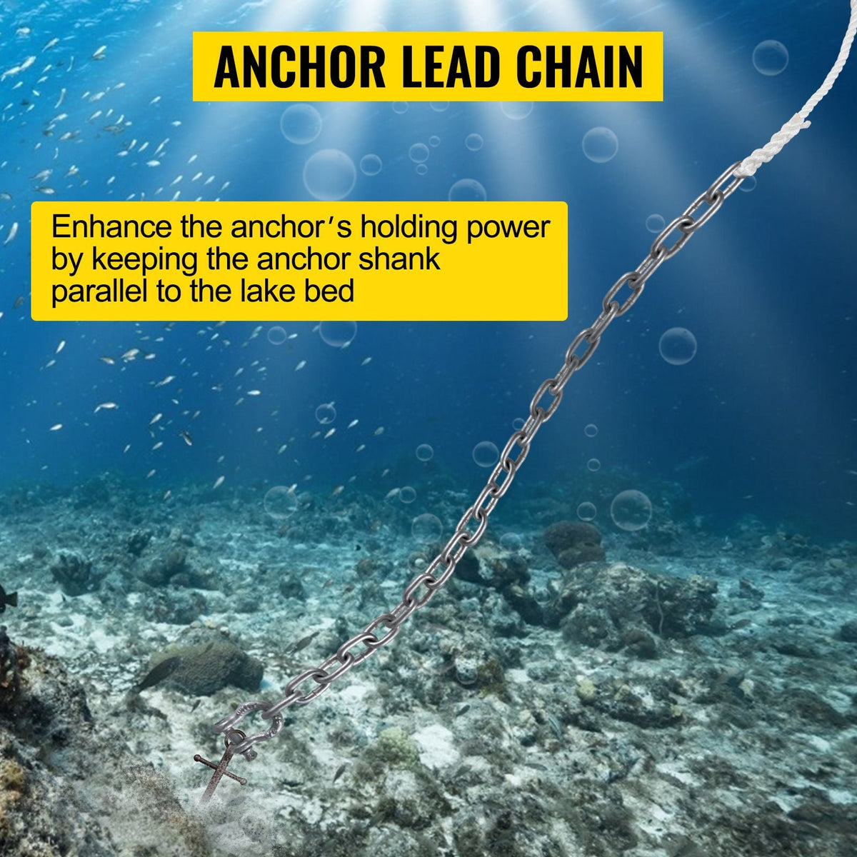 Anchor Rode and Chain, 15' x 5/16" Boat Anchor Chain, 1/2" x 200' Nylon Rope, 2.2T Chain Tension Galvanized Steel Chain, Windlass-Grade Three Strand Twist Nylon, Anchor Chain for Boats, Ships