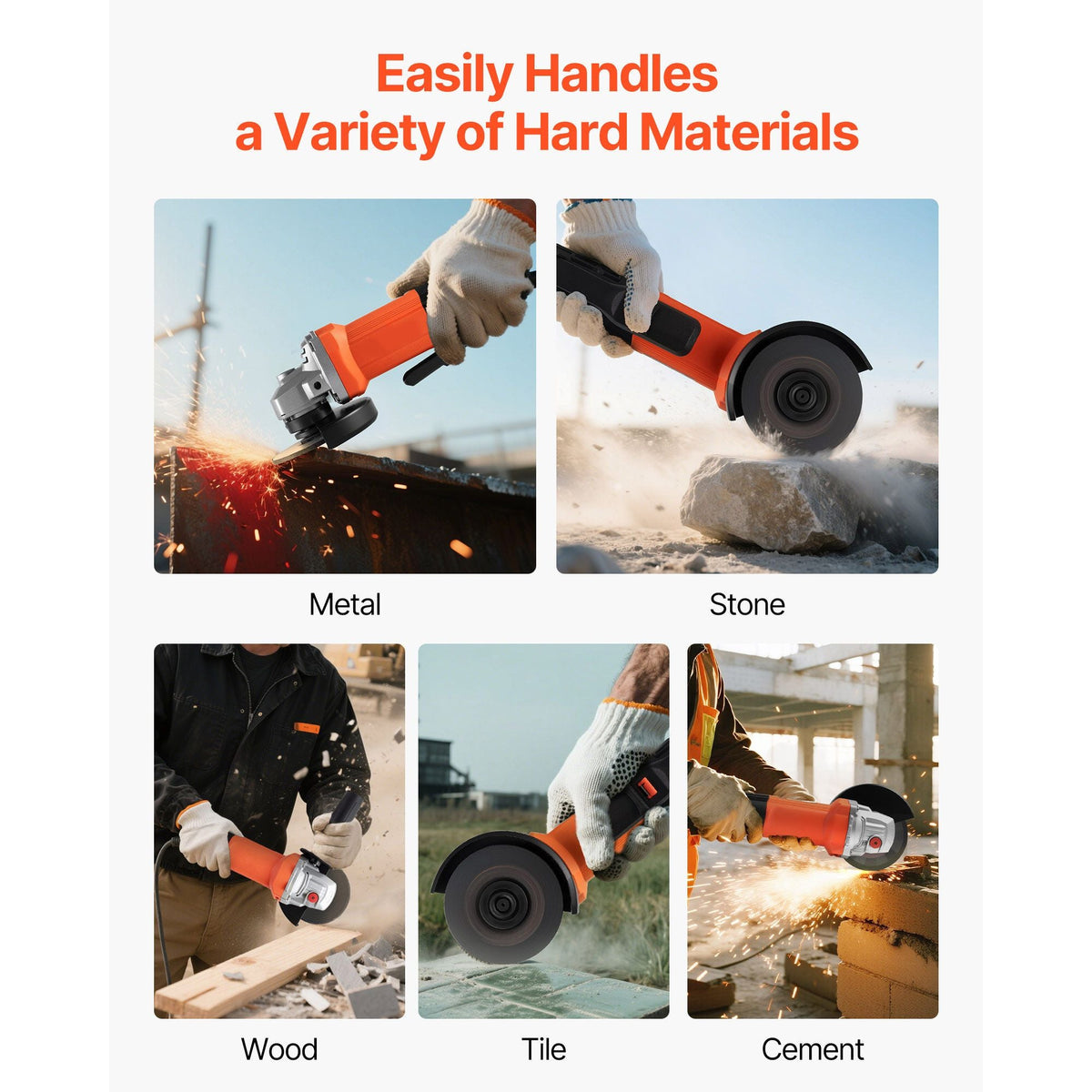Angle Grinder, 4-1/2" Electric Grinder Power Tool, 8Amps 12000RPM High-Speed Corded Angle Grinders with 230° Adjustable Dust Guard for Metal Grinding, Cutting, Rust Removal (Disc Not Included)