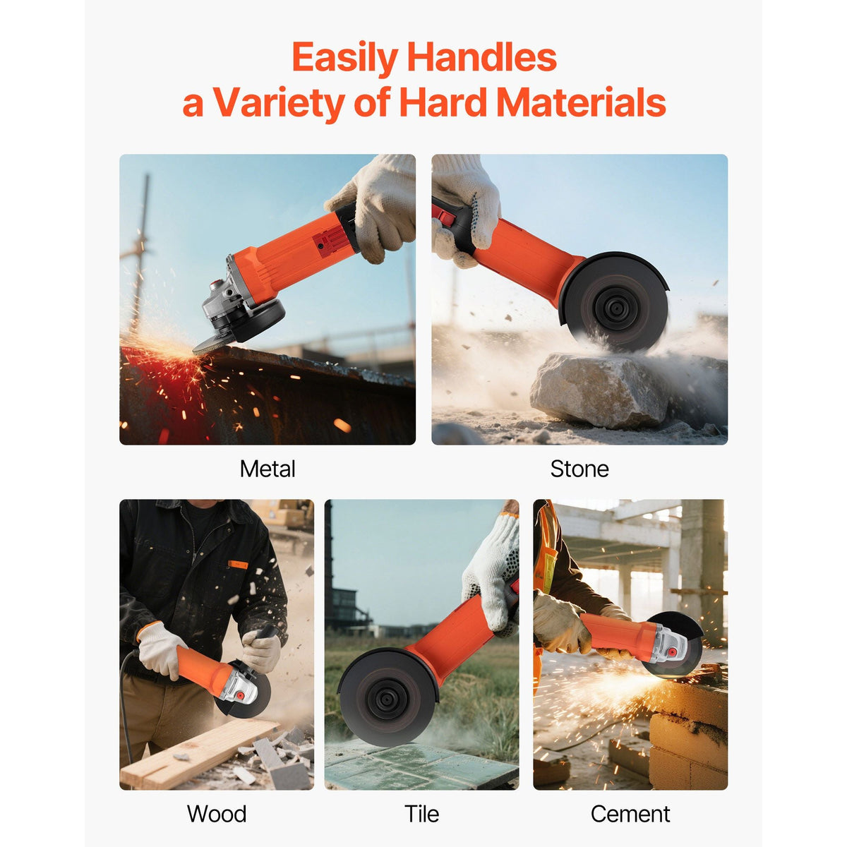 Angle Grinder, 5" Electric Grinder Power Tool, 10Amps 10000RPM High-Speed Corded Angle Grinders with 230° Adjustable Dust Guard for Metal Grinding, Cutting, Rust Removal (Disc Not Included)