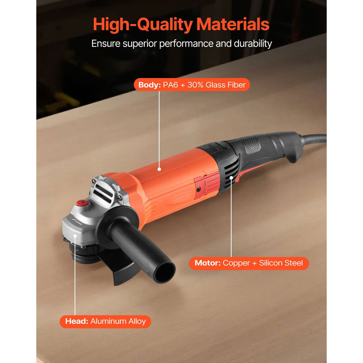 Angle Grinder, 5" Electric Grinder Power Tool, 10Amps 10000RPM High-Speed Corded Angle Grinders with 230° Adjustable Dust Guard for Metal Grinding, Cutting, Rust Removal (Disc Not Included)