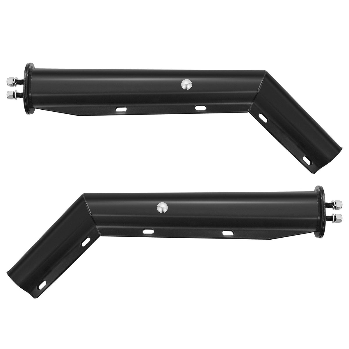 Angled Spring Loaded Mud Flap Hangers, 1-1/8" Bolt Spacing Mudflap Hangers for Semi Trucks, 1 Pair Heavy Duty Semi Truck Mud Flap Hanger Set with Reflective Strips, Black