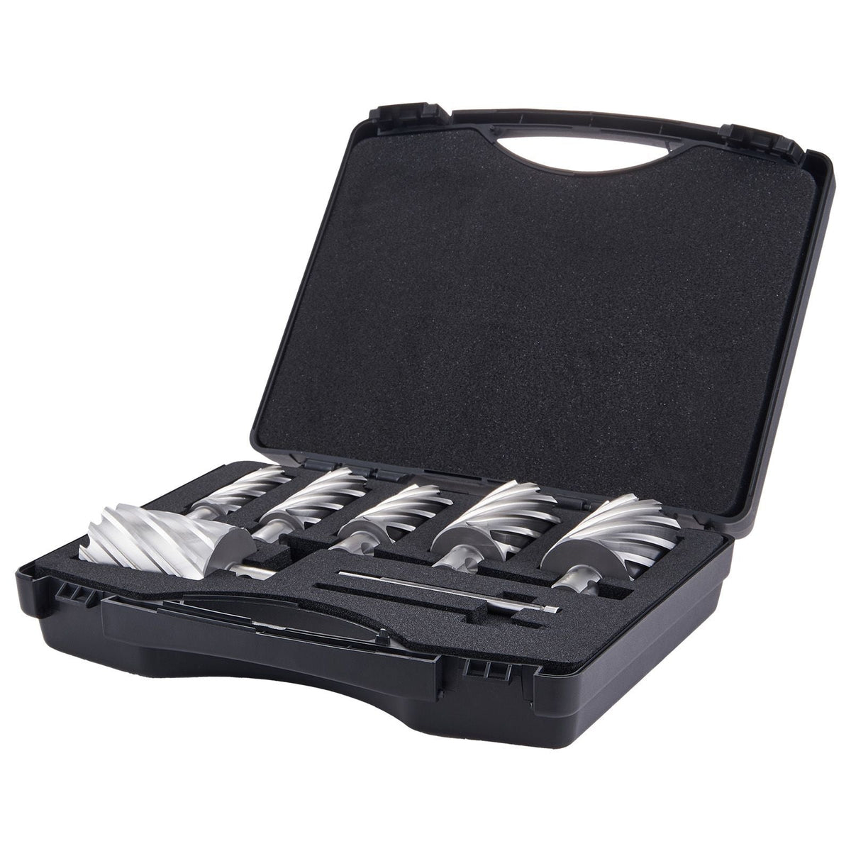 Annular Cutter Set, 6 pcs Universal Shank Mag Drill Bits, 1" to 2" Cutting Diameter, 2" Cutting Depth, M2AL High-Speed Steel, with 2 Pilot Pins and Portable Case, for Using with Magnetic Drills